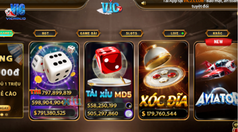 Kho game Vicwin.io đa dạng thỏa mãn nhu cầu giải trí
