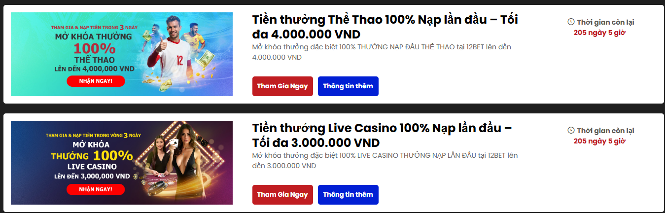 Tối ưu lợi nhuận khi nạp tiền 12bet